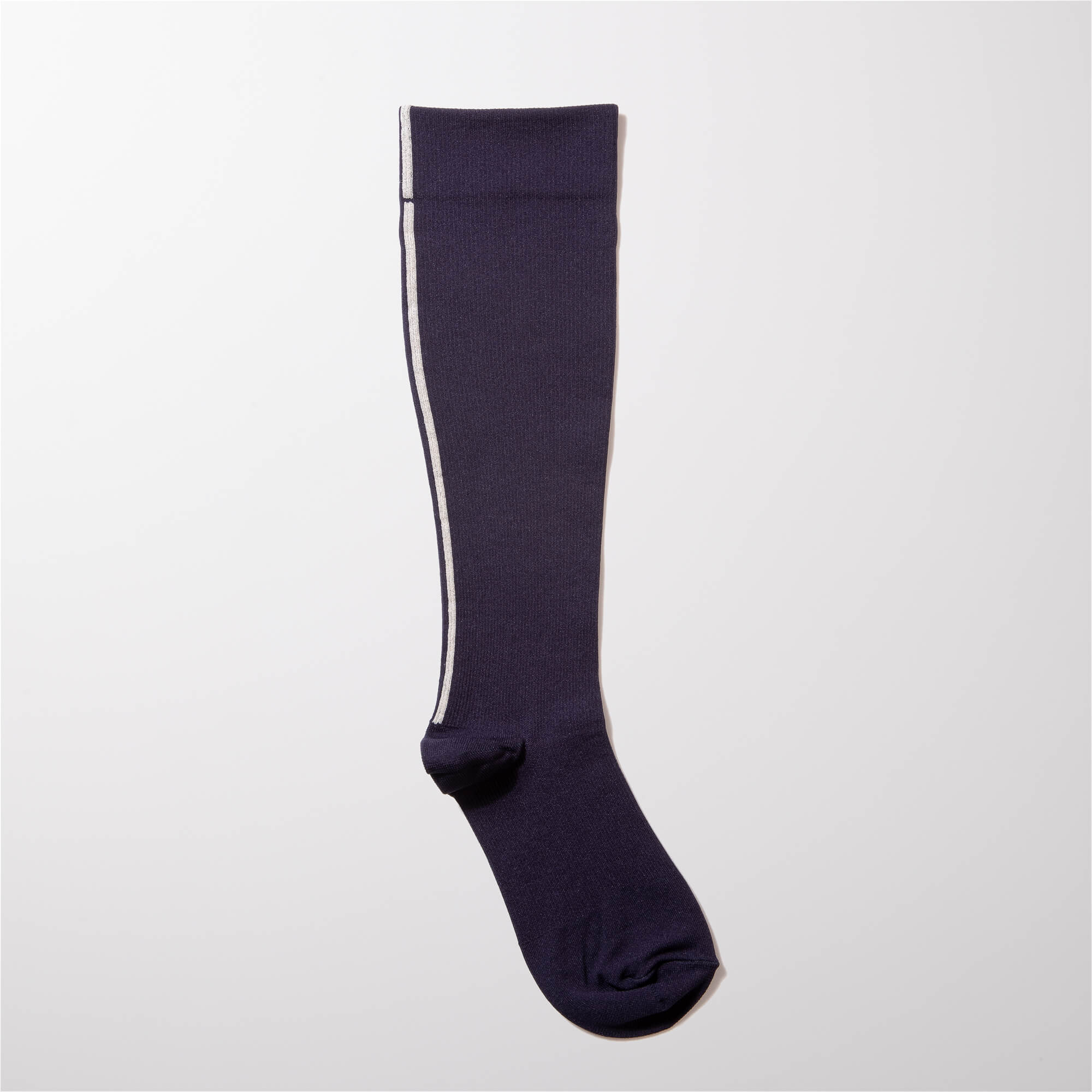 MAEÉ コンプレッションソックス(ラインタイプ)ネイビー×シルバーラメ