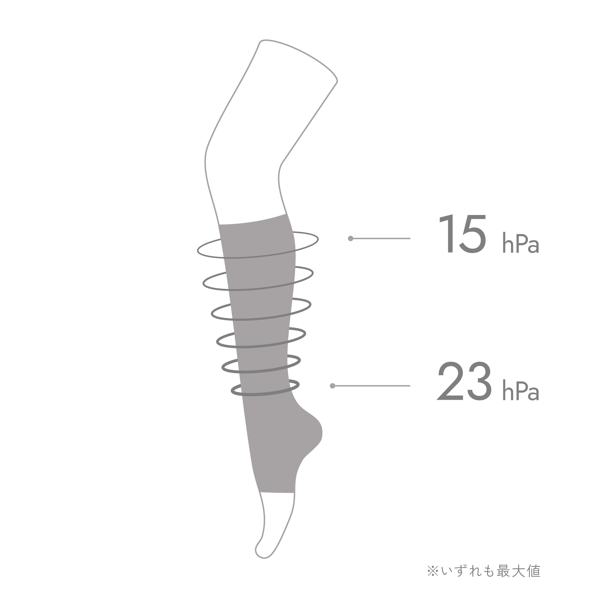 MAEÉ コンプレッションソックス(オープントゥ アイレットタイプ) クォーツグレー